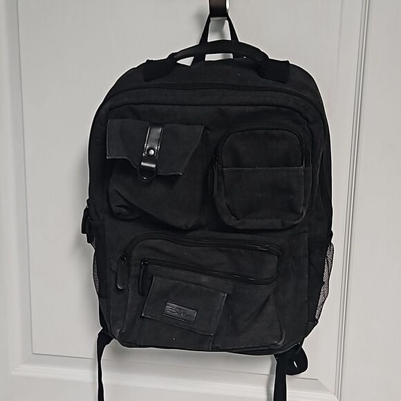Bella Russo Charcoal Canvas Backpack - Multi Pocket USB Port Laptop main image 13
